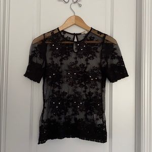Rebellion Black sheer short sleeved top